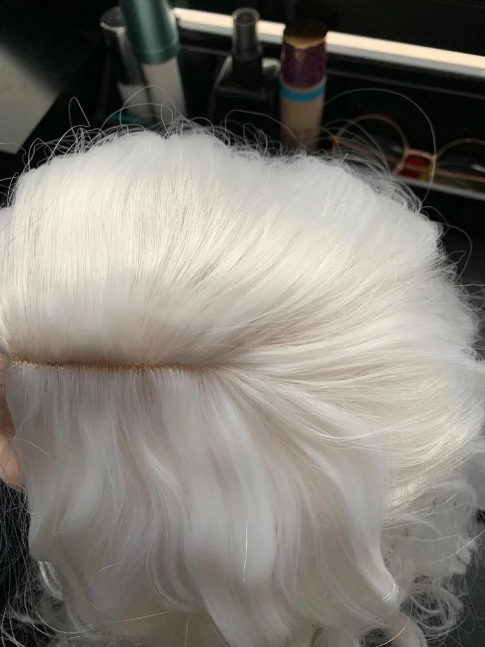 Women's 14 Inch White Wavy Bob Wig Short Curly Synthetic Heat Resistant